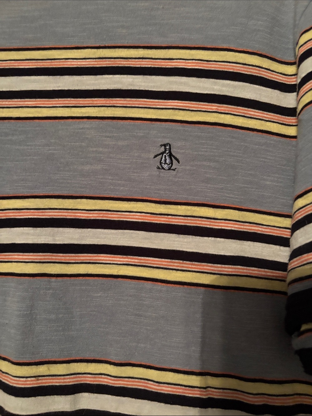 Original Penguin Light Blue Striped Short Sleeve Crew Tee men’s size xl